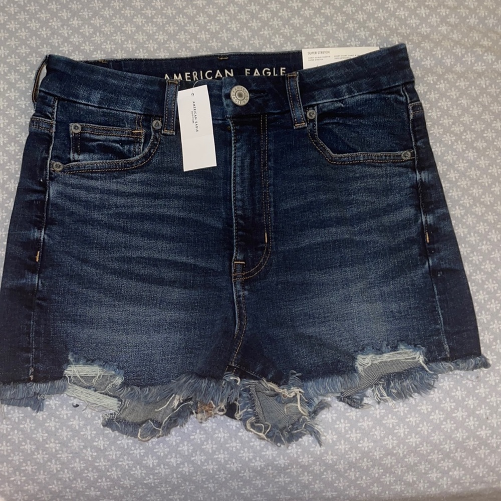 Brand is American Eagle outfitters. US size 6. Dark-wash denim, new with tags.